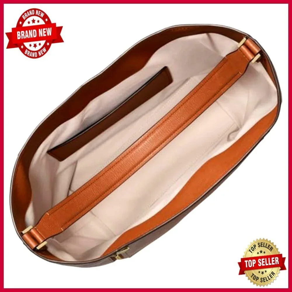 Large Leather Hobo Shoulder Bag with Zip Pockets Spacious Compartment